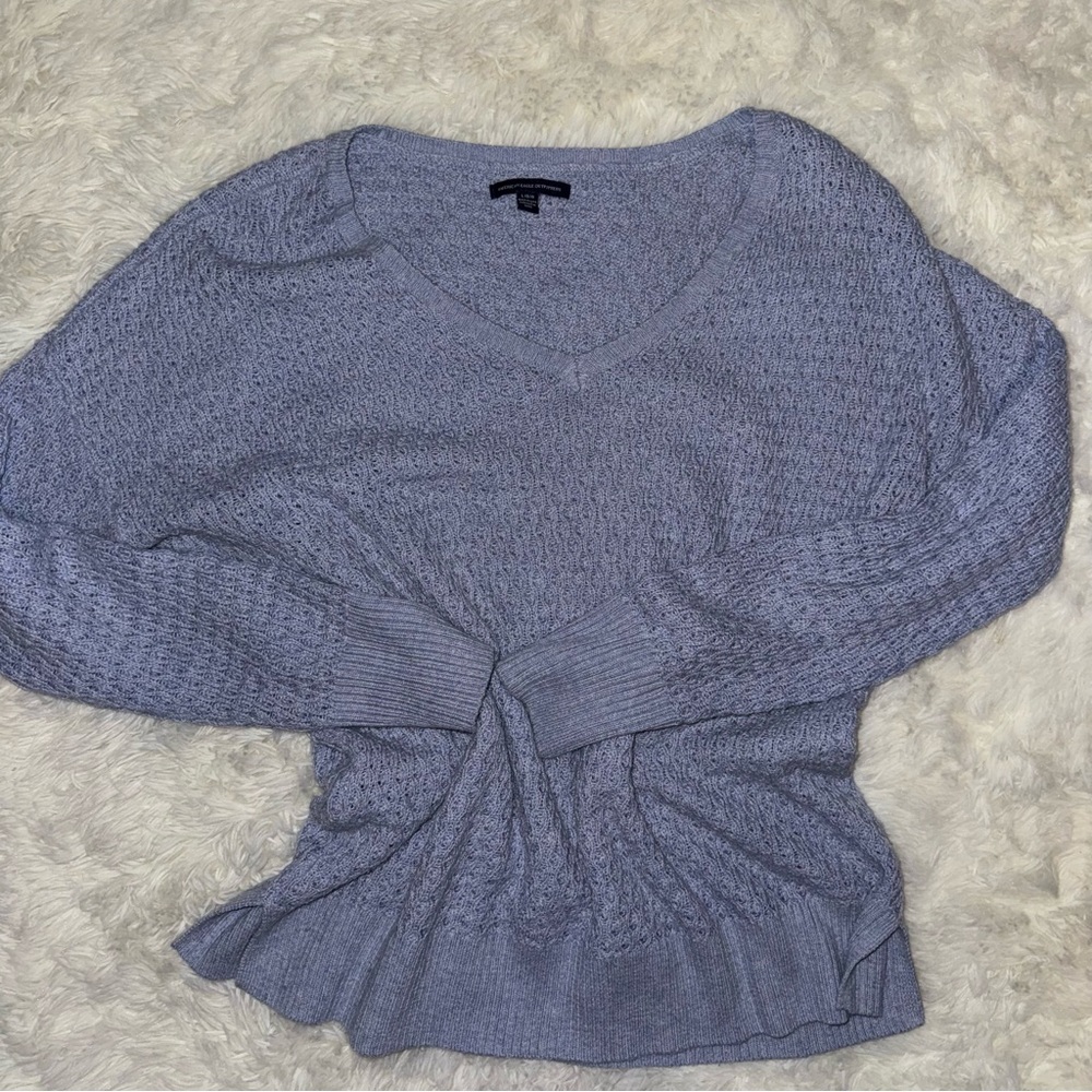 American Eagle Outfitters Light Gray V-Neck Sweater